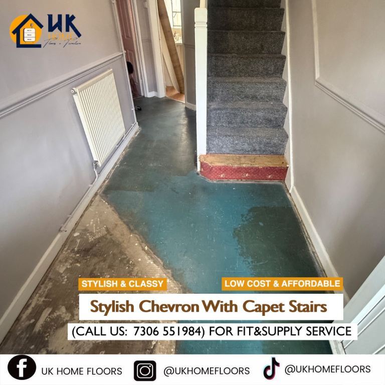 Low cost unbeatable price stylish chevron laminate with carpet stairs 