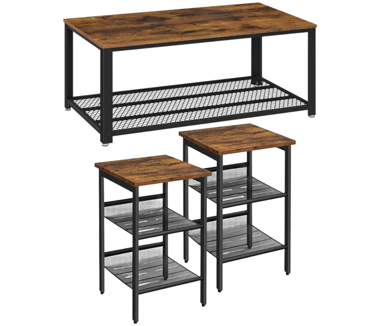 VASAGLE Industrial Coffee Table and 2 Side Tables, Rustic Brown (SOLD)