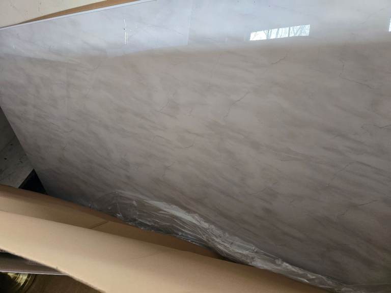 New wall panel light marble grey shower water proof 2400 1000 10mm 3 showerwall interior chrome trim