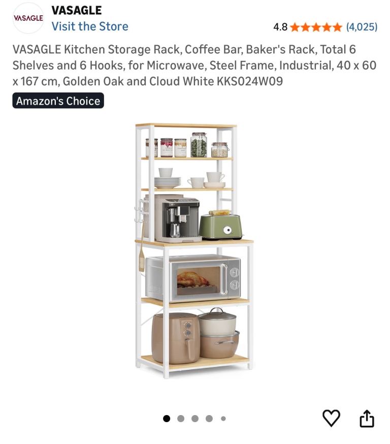 VASAGLE kitchen storage rack