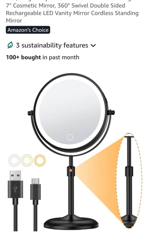 Rrp £30 Brand new unopened black rechargeable magnifying light-up makeup mirror