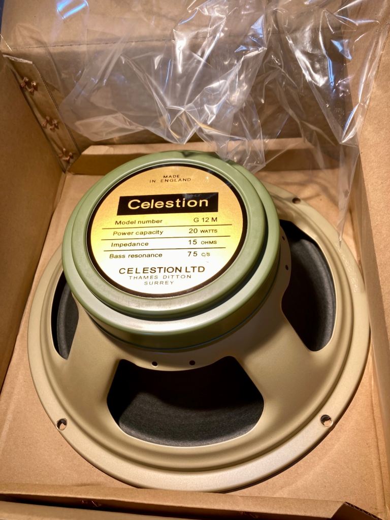 Celestion G12M guitar speaker. As new condition boxed. 