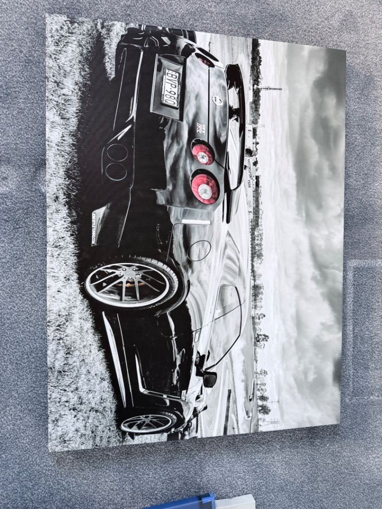 Nissan GT-R Car Art Print – Black & White, Good Condition