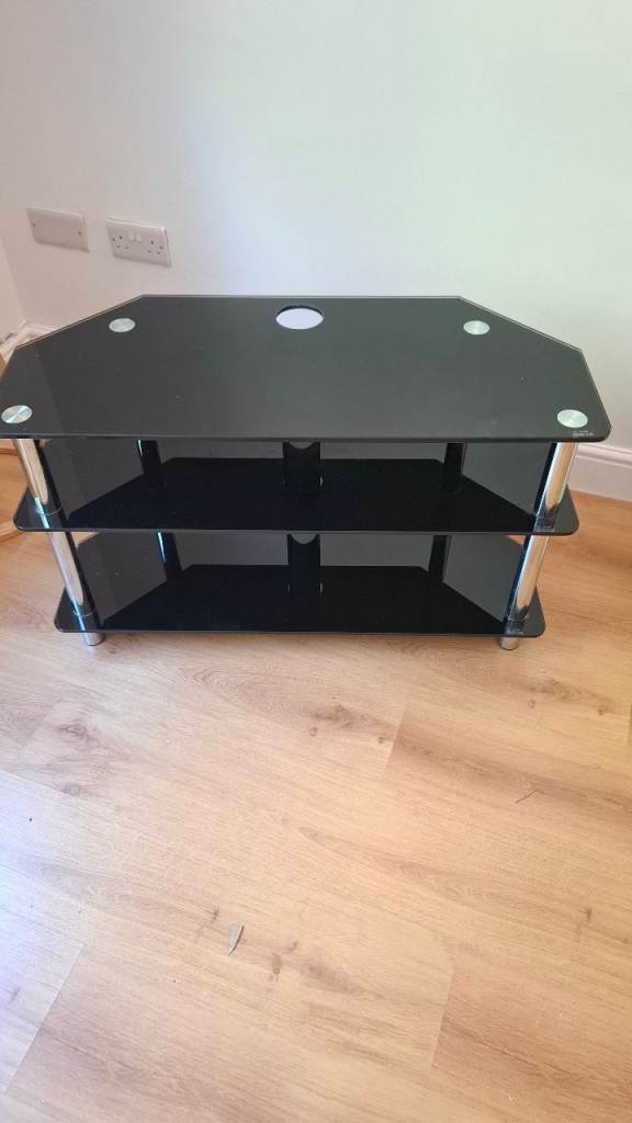 Glass TV stand.