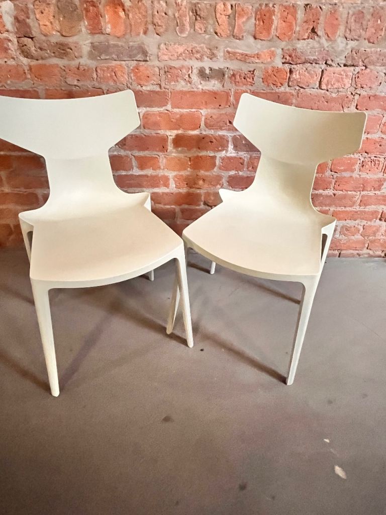 Two Re Chairs In Green by Kartell