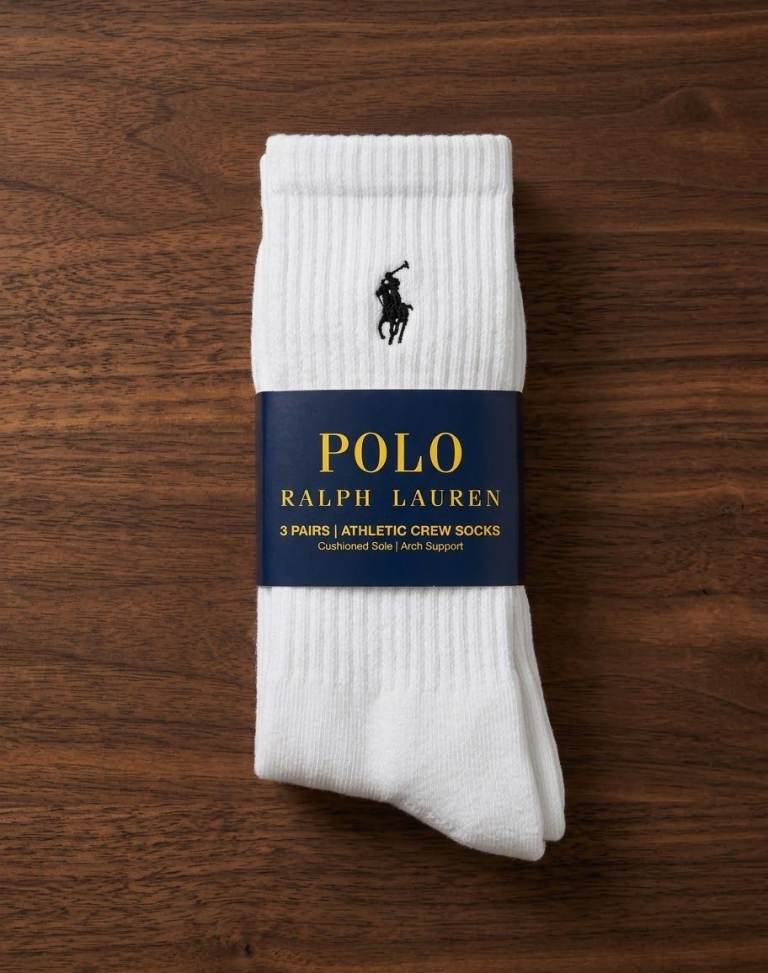 New Polo Ralph Lauren 3 Pairs Athletic Crew Socks – White