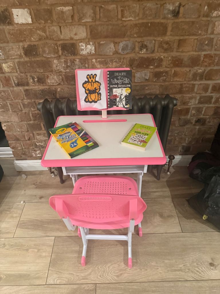 Kids Pink Adjustable Desk and Chair Set – As Good As New
