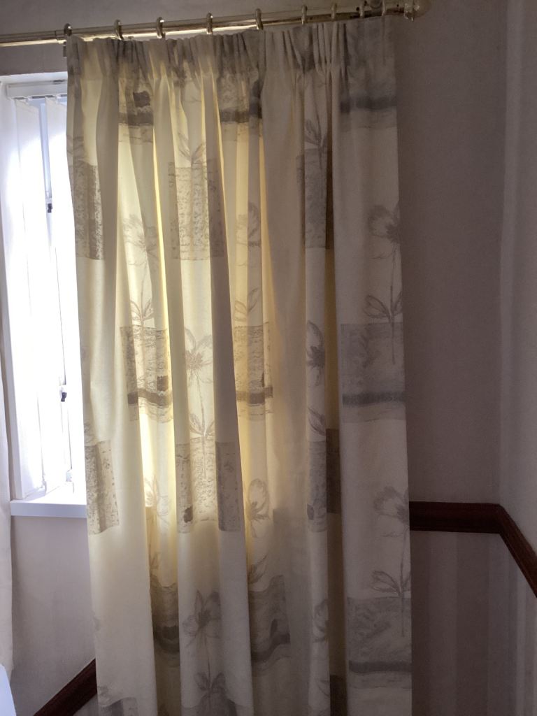 Curtains cream lined 70” w x 81” d 