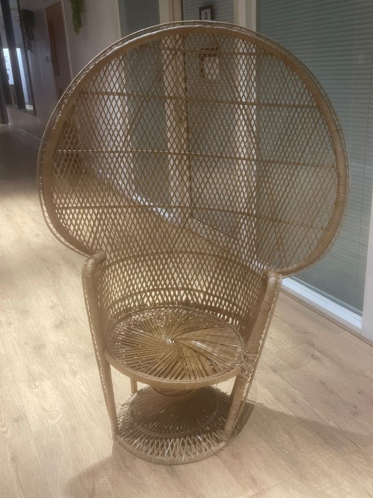 Vintage Rattan Peacock Chair – Fair Condition