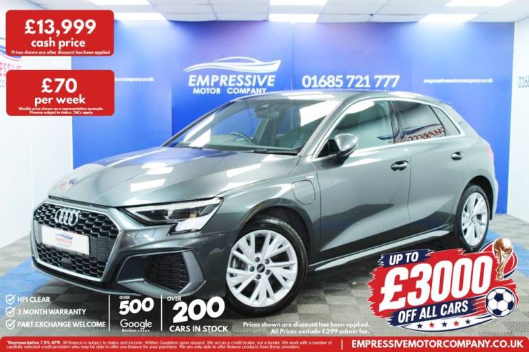 2021 21 AUDI A3 1.4 TFSIE 40 S LINE SPORTBACK 5DR PETROL PLUG-IN HYBRID S TRONIC