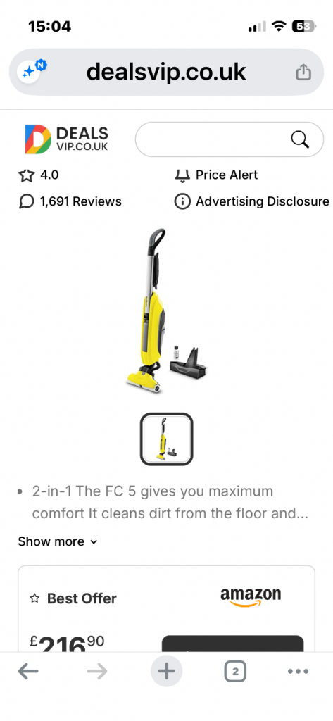 Karcher FC 5 Hard Floor Cleaner - Yellow, New