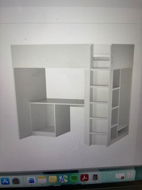 Ikea White Single Loft Bed with Desk and Storage – Good Condition
