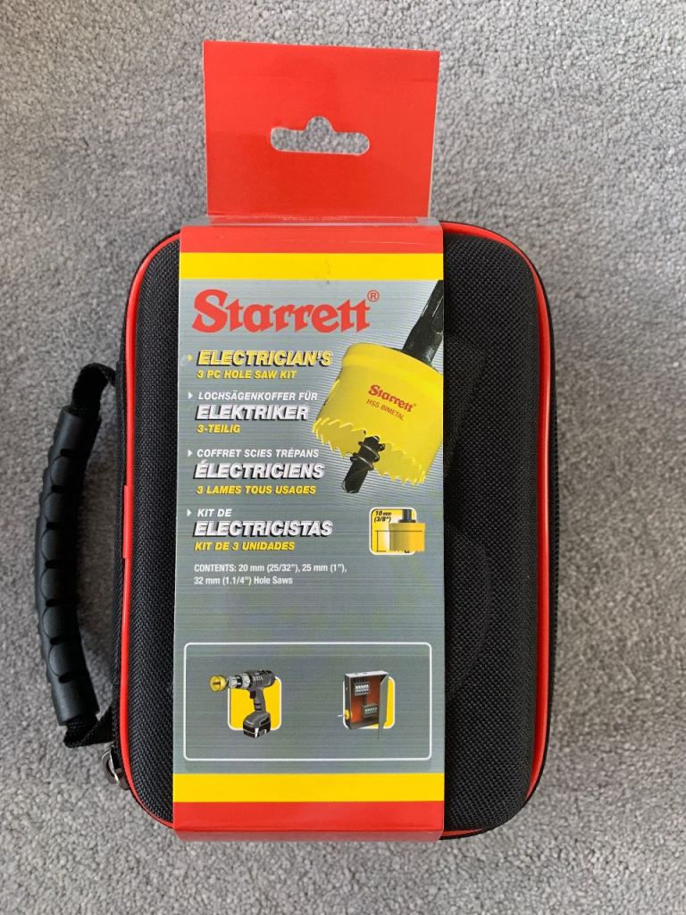 STARRETT KCS03001 3-SAW MULTI-MATERIAL ELECTRICIANS CORDLESS SMOOTH CUTTING HOLESAW SET