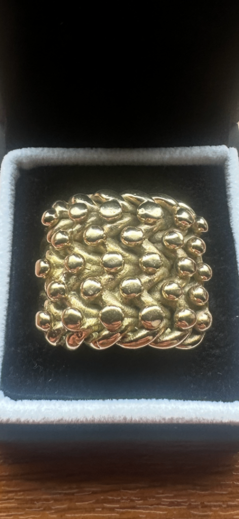Gold 9 ct mens chunky keeper 5 row ring X/Y 