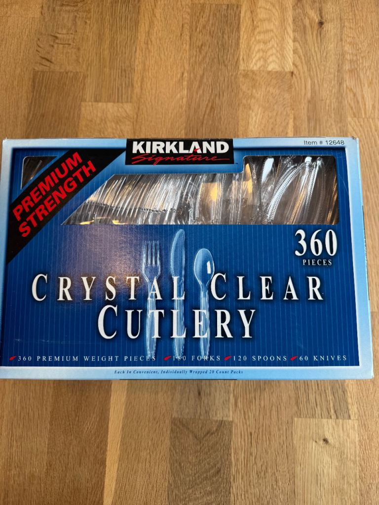 Crystal clear plastic cutlery 294 pieces