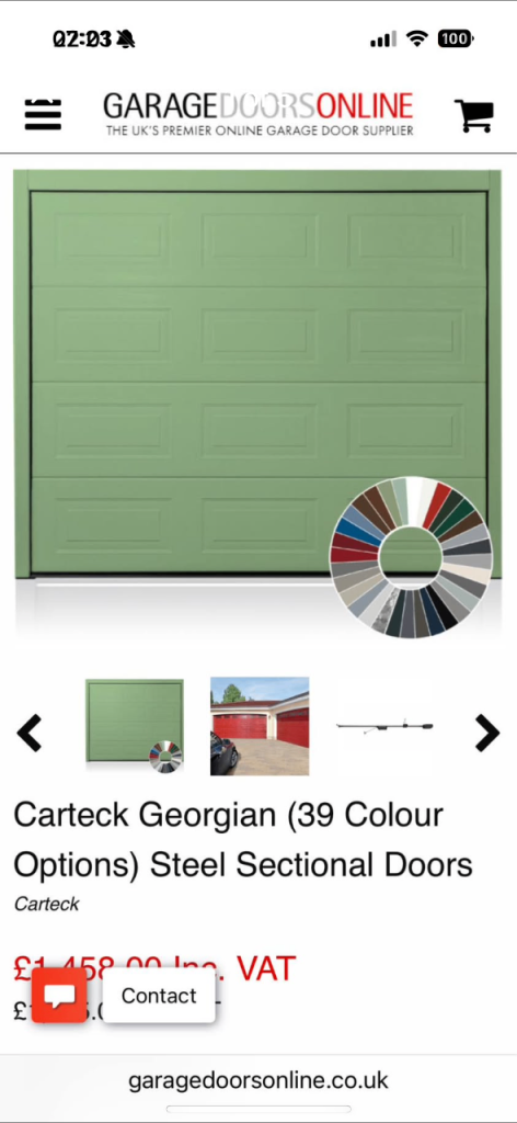 Garage Doors - Carteck Georgian Steel Sectional Doors Stone Grey NEW