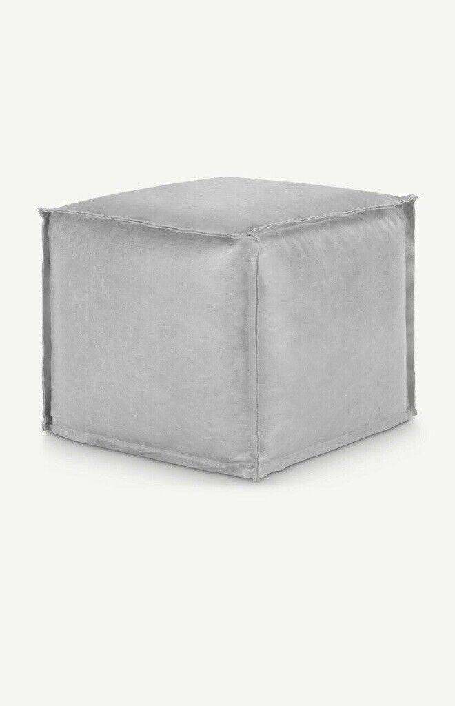 Made dot com Industrial Grey Pouffe