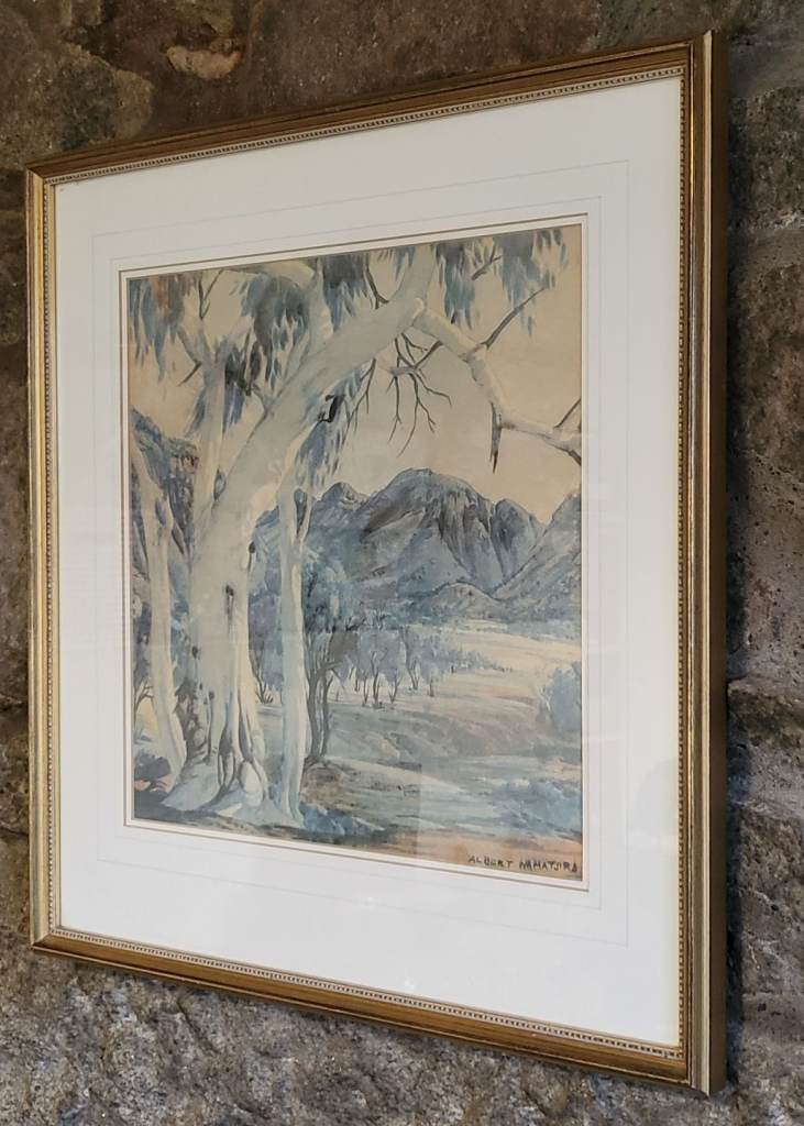 Framed picture-Australian landscape picture by Western Arrarnta artist Albert Namatjira (1902–1959)