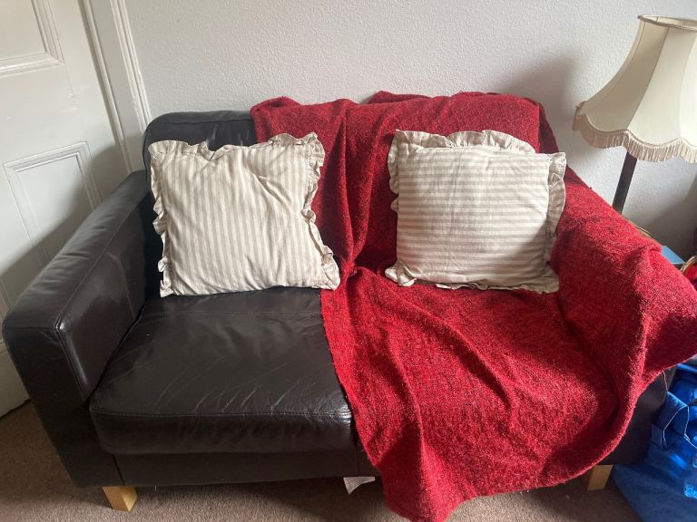 FREE FOR COLLECTION brown two person leather sofa