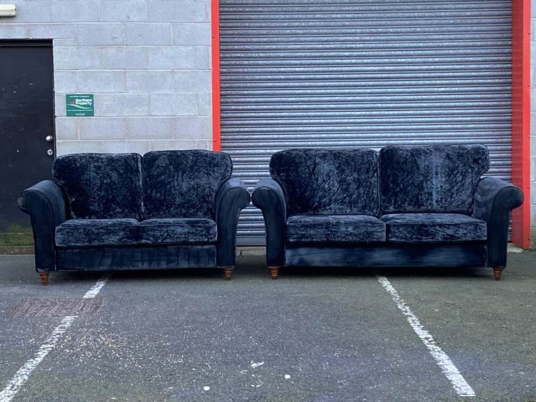 Black Velvet 2 and 3 Seater Sofas 