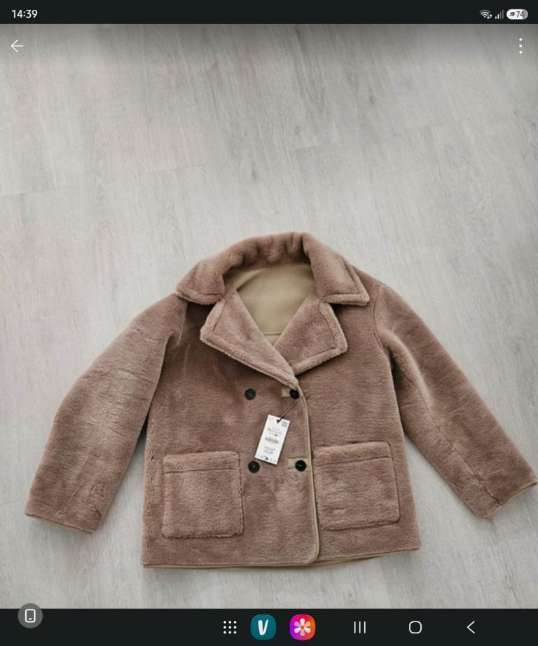 ZARA jacket New Brown Faux Shearling Coat – Size M