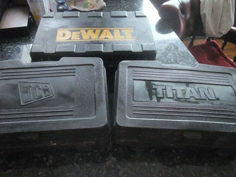 Power Drills - DeWalt/JCB and Titan (3 Boxed)