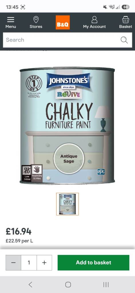 Johnstone's Chalky Furniture Paint - Antique Sage
