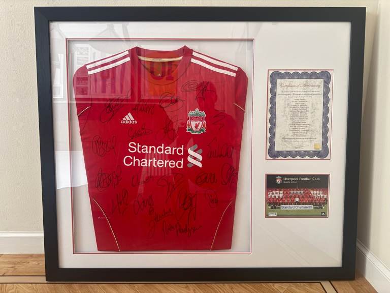 Framed Liverpool FC Season 2010-11 Signed Shirt with Certificate of Authenticity