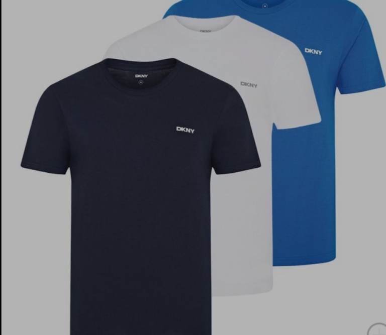 DKNY Mens 3 Pack T-Shirts Navy/​White/​Blue