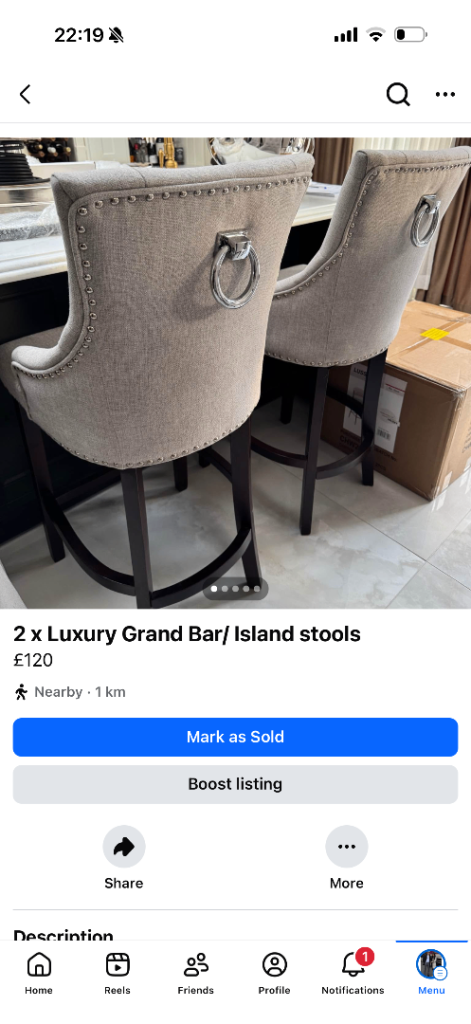 2 luxury bar stools beige grey 