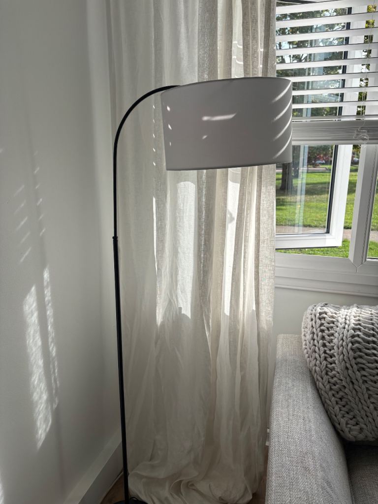 Modern Black Arc Floor Lamp with White Shade