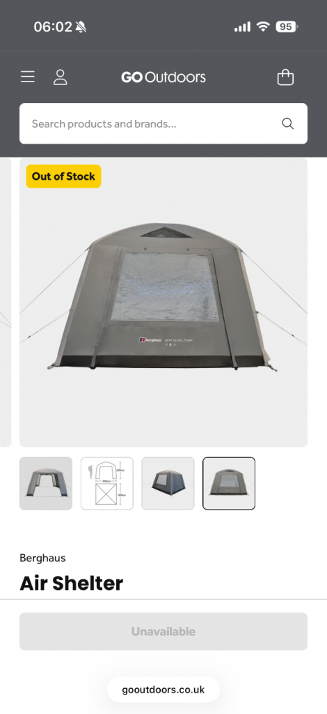 Berghaus Air Shelter – Brand New