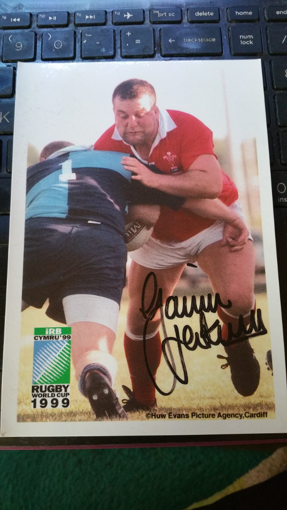 Brand new signed rugby post card size picture