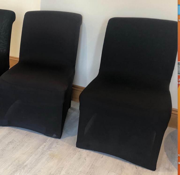 Padded chair, black washable cover, dining / sitting room + matching footstool available