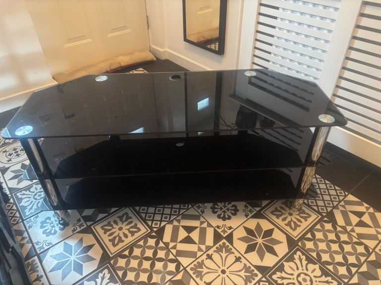Black glass TV stand 