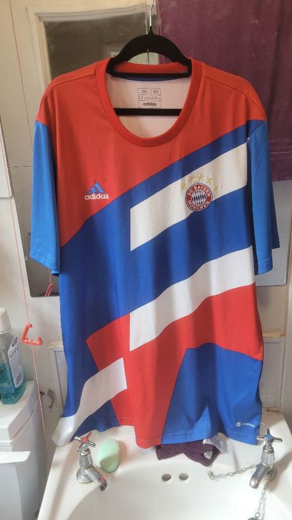 Adidas Bayern Munich Football Shirt - Red/Blue, Good Condition