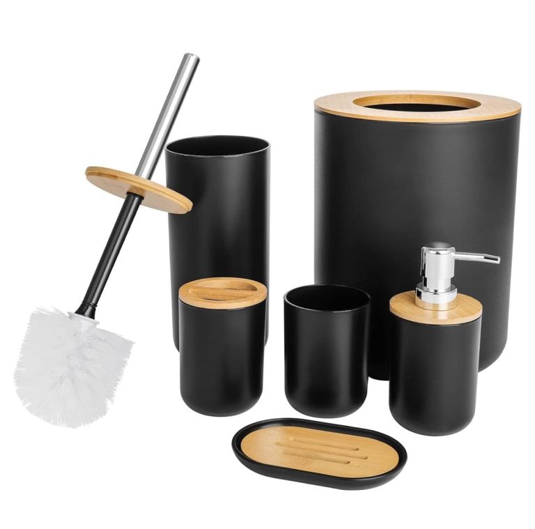 Bathroom Accessories Set - 6-piece Modern White Bathroom Accessories Set