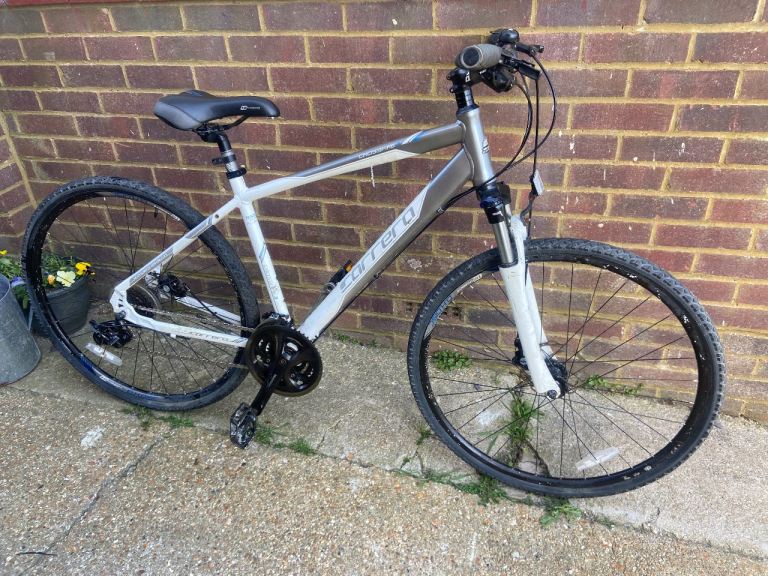 Bike Mans Aluminium Carrera Crossfire 3 Hybrid Bicycle 24 Speed Disc Brakes 