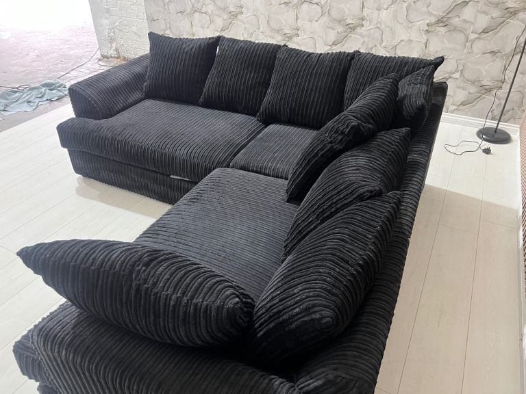 Black cord sofa delivery available , £200.00 for Sale