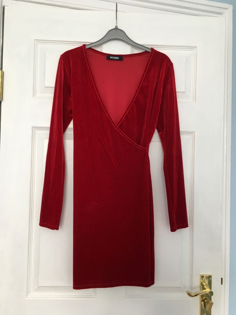 Red velour body-con dress