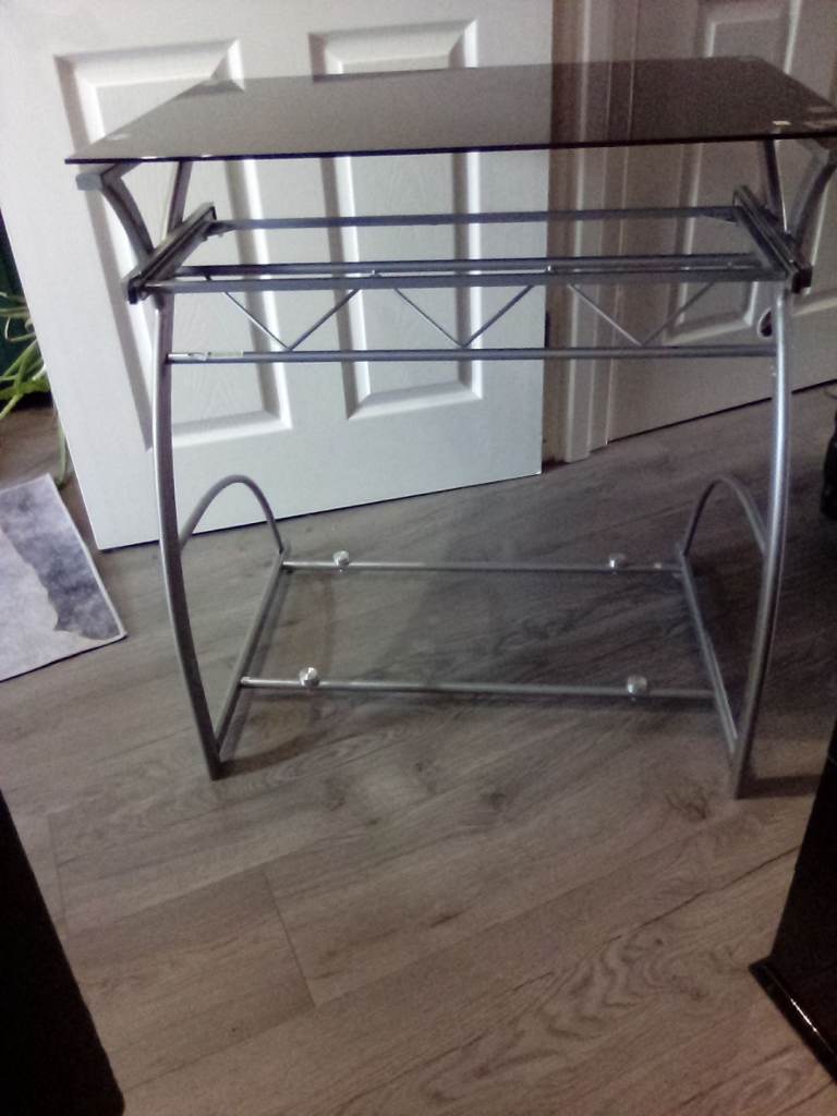 Used compact Black Glass Desk 