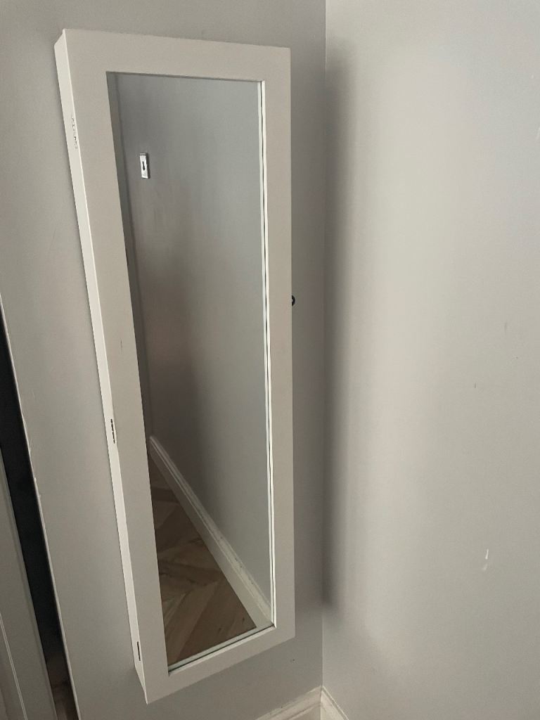 Jewellery wall cabinet with mirror and lock vanity 