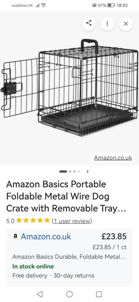 Amazon Basics Portable Foldable 22-inch Dog Crate with Removable Tray
