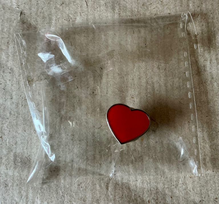 Red Heart Shaped Pin Badge