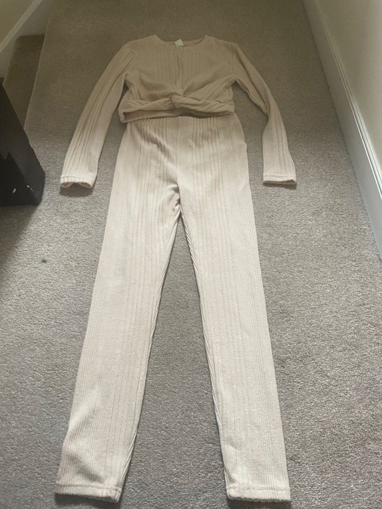 Shein Beige Ribbed Co-ord Set - Size 11-12Y