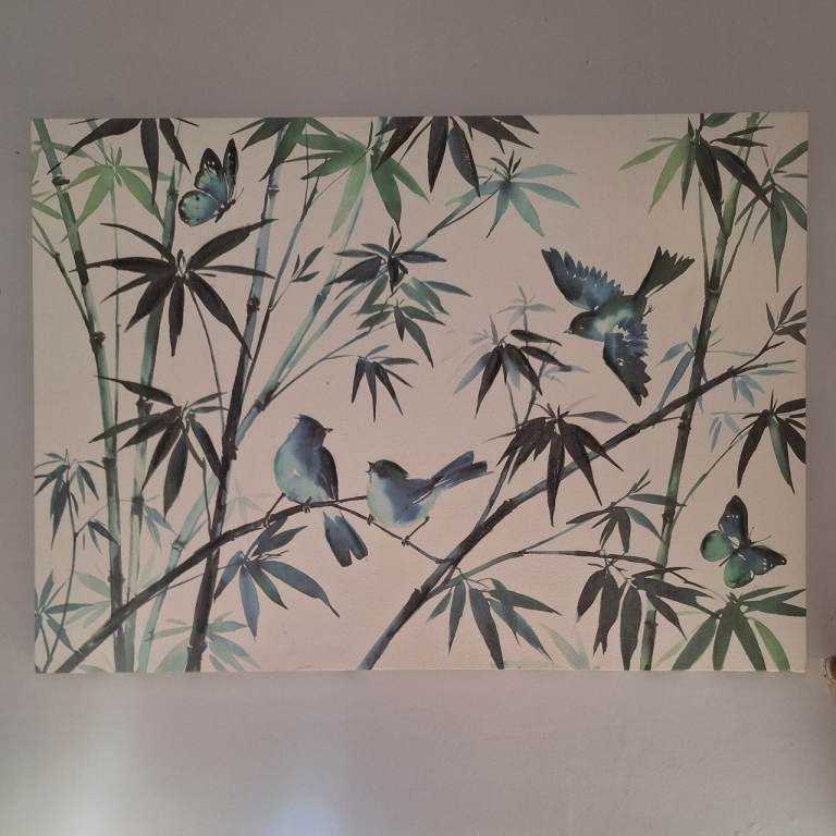 Canvas Wall Art – Birds and Bamboo Design