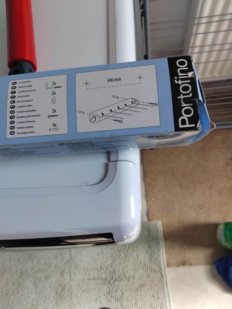 Portofino metaltex five line dryer new in box and a vileda window cleaner