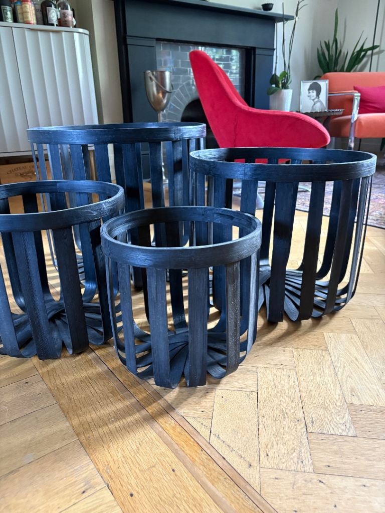 Boconcept Black Wooden Nesting Baskets
