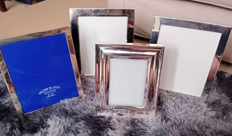 4x Silver Plate Photo Frames Picture Frames Various Sizes Job Lot Glazed