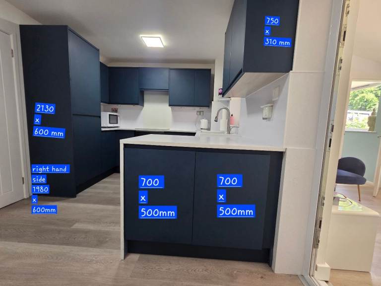 Howdens Modern Navy Blue Kitchen doors, plinths, cornices and side panels